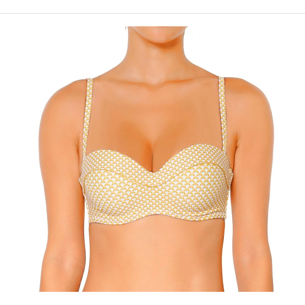 NWT Huit Sunkissed Yellow Bandeau Bikini Top 30C French Designer Underwire $119